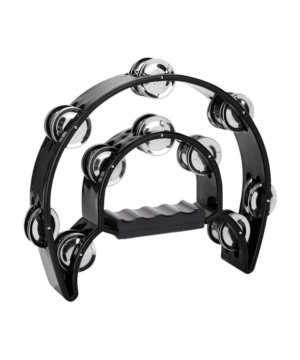 Double Row Jingles Tambourine Double Handbell Percussion Musical Instrument Lightweight Plastic Material Portable Flexible Be...