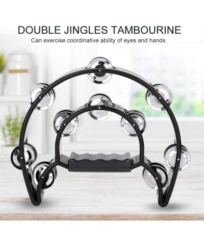 Double Row Jingles Tambourine Double Handbell Percussion Musical Instrument Lightweight Plastic Material Portable Flexible Be...