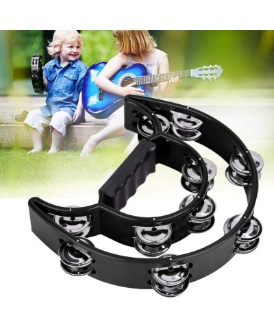 Double Row Jingles Tambourine Double Handbell Percussion Musical Instrument Lightweight Plastic Material Portable Flexible Be...