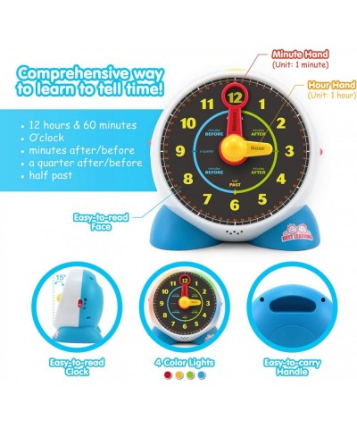 Learning Clock - Educational Talking Learn to Tell Time Teaching Light-Up Toy with Quiz and Music Sleep Mode - Toddlers & Kid...