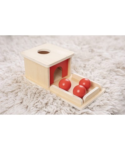 Montessori Object Permanence Box Wooden Toy Tray and Ball Drop w/ Three (3) Balls Baby First Learning Toys Imbucare Box $45.0...