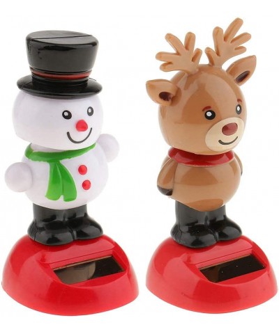 2pcs Solar Powered Toys Christmas Solar Toys Dancing Ornaments Snowman/Elk Xmas Nodding Solar Toys for Home/Office/Car/Window...