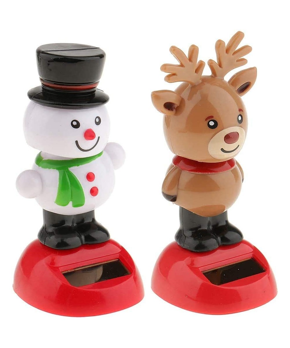 2pcs Solar Powered Toys Christmas Solar Toys Dancing Ornaments Snowman/Elk Xmas Nodding Solar Toys for Home/Office/Car/Window...