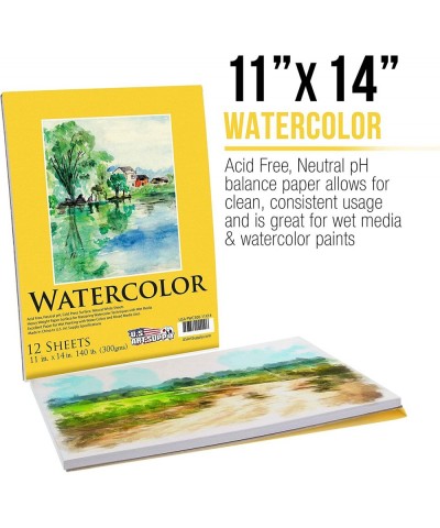 11" x 14" Premium Heavyweight Watercolor Painting Paper Pad Pack of 2 12 Sheets Each 140 Pound (300gsm) - Cold Pressed Acid-F...