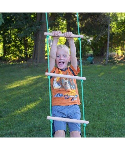 Quality Indoor Outdoor Sensory Gym Obstacle Course Accessories - 5 Pc Set Includes Rope Ladder Rings Swing Trapeze Monkey Bar...