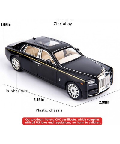 1/24 Rolls-Royce Phantom Model Car Zinc Alloy Pull Back Toy Diecast Toy Cars with Sound and Light for Kids Boy Girl Gift(Blac...