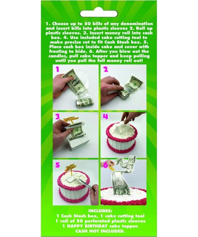 Cash Stash Cake Surprise Pull Out Money Box for Birthday Cake Holds Up To 50 Bills Happy Birthday Cake Topper Includes Cake C...