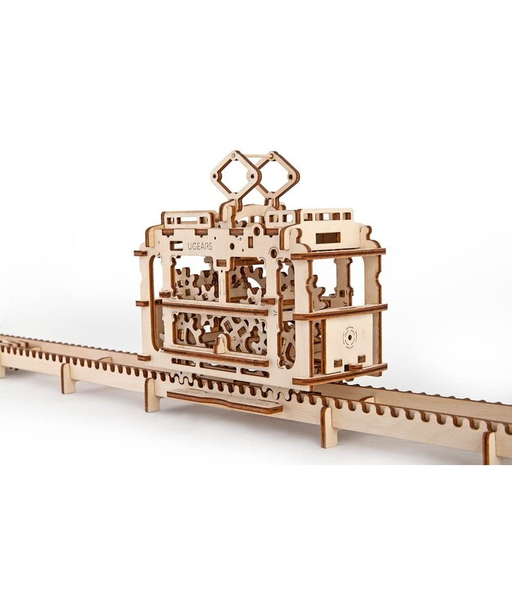 Tram with Rails - 3D Puzzle Self Propelled Mechanical Wooden Model $49.97 3-D Puzzles