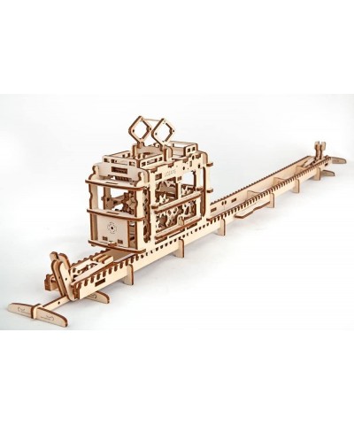 Tram with Rails - 3D Puzzle Self Propelled Mechanical Wooden Model $49.97 3-D Puzzles