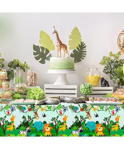 2pcs 86.6 x 51.2 inch Jungle Safari Party Table Cover Decoration Safari Animal Theme Tablecloth for Zoo Jungle Animal Birthda...