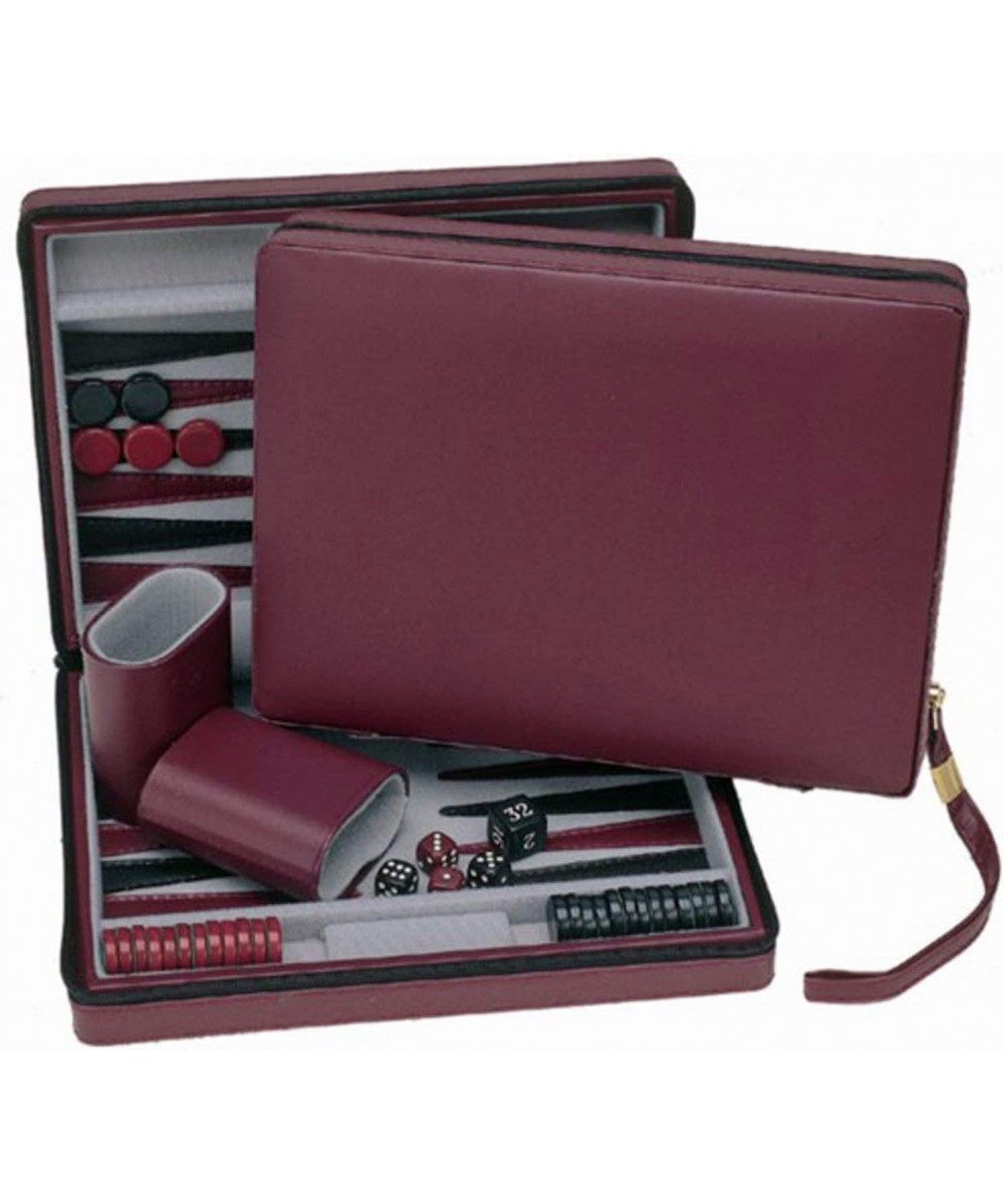 Magnetic Backgammon Set with Burgundy Leatherette Case and Carrying Strap - Travel Size $72.28 Travel Games