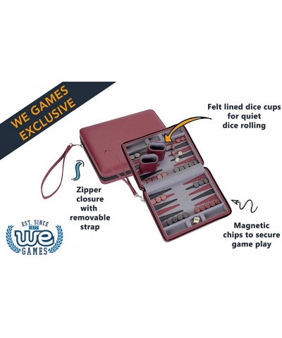 Magnetic Backgammon Set with Burgundy Leatherette Case and Carrying Strap - Travel Size $72.28 Travel Games