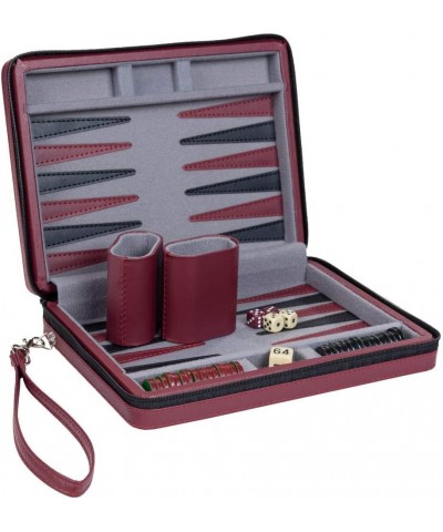 Magnetic Backgammon Set with Burgundy Leatherette Case and Carrying Strap - Travel Size $72.28 Travel Games