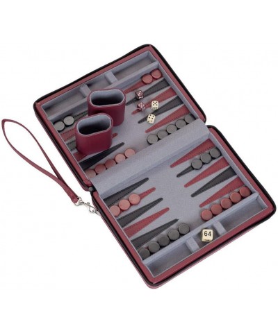 Magnetic Backgammon Set with Burgundy Leatherette Case and Carrying Strap - Travel Size $72.28 Travel Games