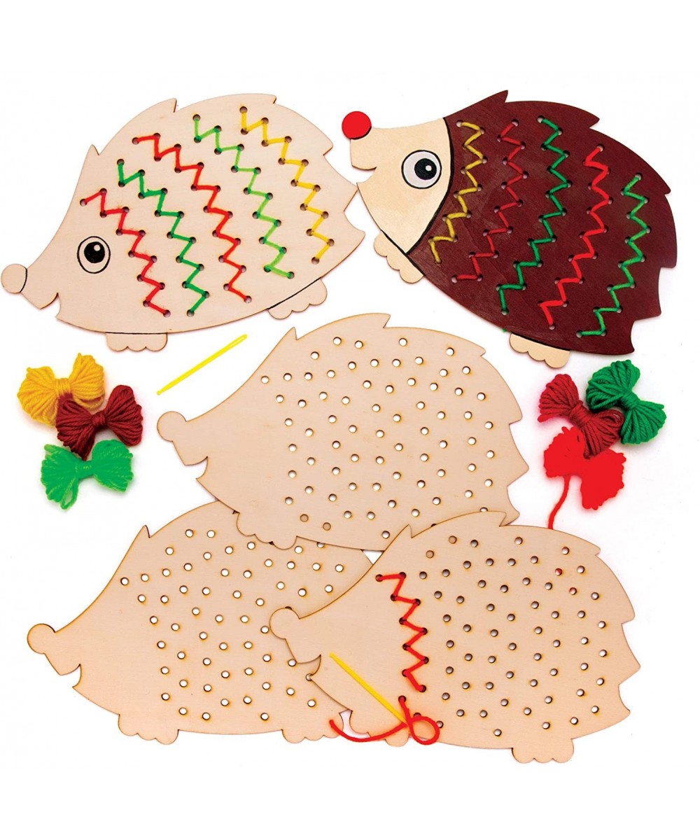 AW934 Hedgehog Wooden Threading Kits - Pack Of 4 Arts And Crafts For Kids Assorted $16.73 Kids' Drawing & Writing Boards