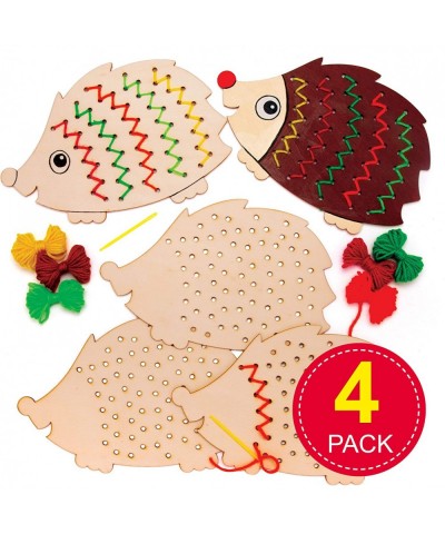 AW934 Hedgehog Wooden Threading Kits - Pack Of 4 Arts And Crafts For Kids Assorted $16.73 Kids' Drawing & Writing Boards