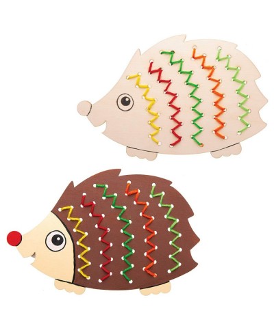 AW934 Hedgehog Wooden Threading Kits - Pack Of 4 Arts And Crafts For Kids Assorted $16.73 Kids' Drawing & Writing Boards