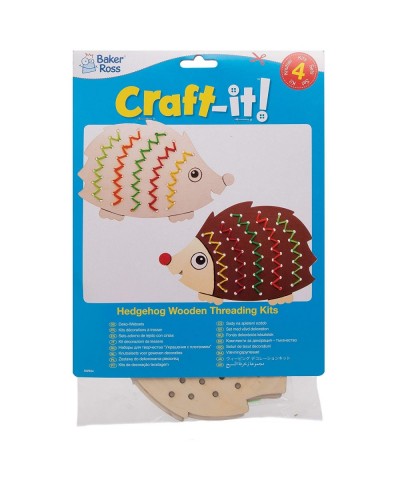 AW934 Hedgehog Wooden Threading Kits - Pack Of 4 Arts And Crafts For Kids Assorted $16.73 Kids' Drawing & Writing Boards