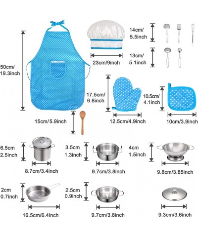 17Pcs Pretend Play Kitchen Accessories Toys Kitchen Playset Cooking Utensils Toys Set with Mini Stainless Steel Cookware for ...