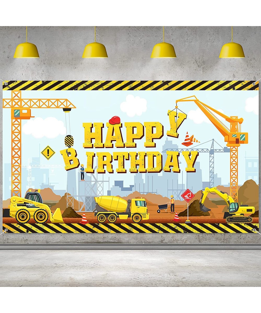 Construction Happy Birthday Backdrop Dump Truck Background Excavator Crane Birthday Party Banner Digger Excavator Truck Backg...