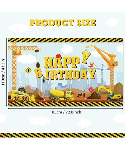 Construction Happy Birthday Backdrop Dump Truck Background Excavator Crane Birthday Party Banner Digger Excavator Truck Backg...