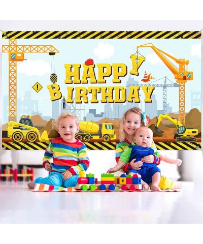 Construction Happy Birthday Backdrop Dump Truck Background Excavator Crane Birthday Party Banner Digger Excavator Truck Backg...