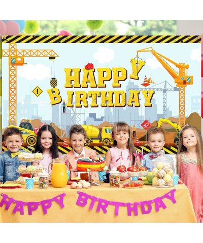 Construction Happy Birthday Backdrop Dump Truck Background Excavator Crane Birthday Party Banner Digger Excavator Truck Backg...