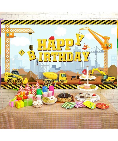 Construction Happy Birthday Backdrop Dump Truck Background Excavator Crane Birthday Party Banner Digger Excavator Truck Backg...