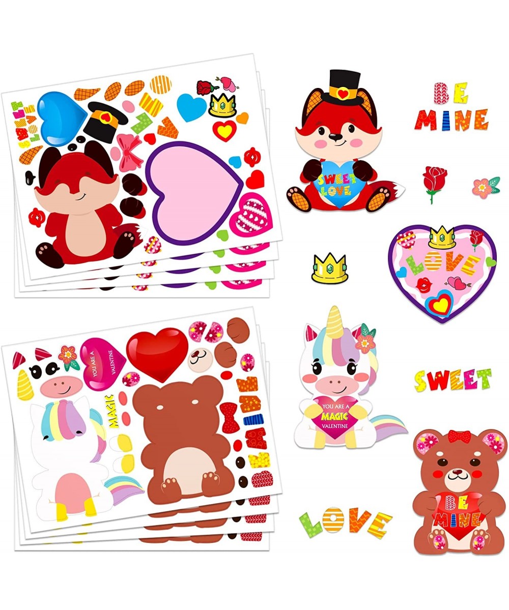 Valentine Crafts for Kids 12 Sheet Valentine's Day Stickers Craft Kits Heart Owl Bear Stickers Valentines Day Gifts for Kids ...