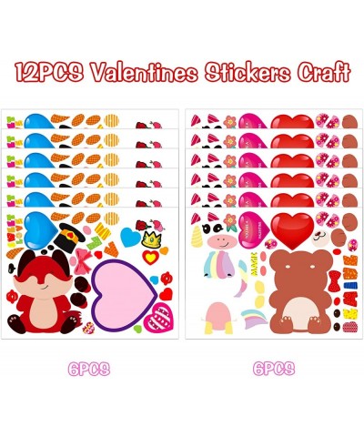 Valentine Crafts for Kids 12 Sheet Valentine's Day Stickers Craft Kits Heart Owl Bear Stickers Valentines Day Gifts for Kids ...