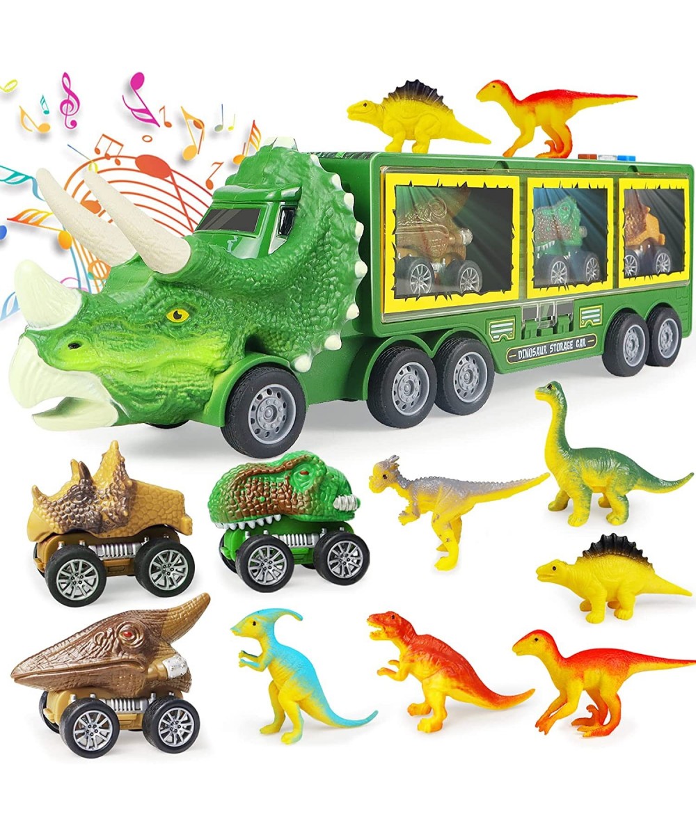 Dinosaur Toy Truck for Kids 3-7 with Flashing Lights Music and Roaring Sound 10 in 1 Dinosaur Toys for Boys and Girls 3 Pull ...