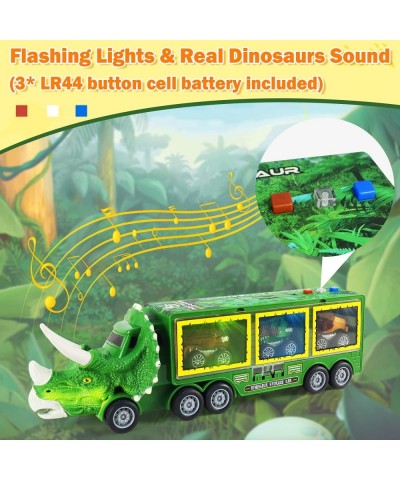 Dinosaur Toy Truck for Kids 3-7 with Flashing Lights Music and Roaring Sound 10 in 1 Dinosaur Toys for Boys and Girls 3 Pull ...