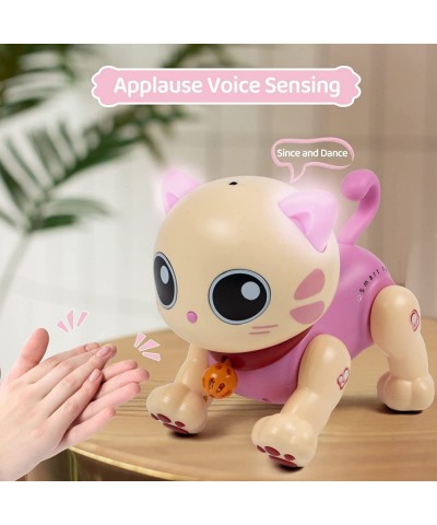 Robot Cat Toy for Kids Remote Control Kitty Toys for Girls and Boys Interactive Intelligent Robotic Pink Kitten Pet with LED ...