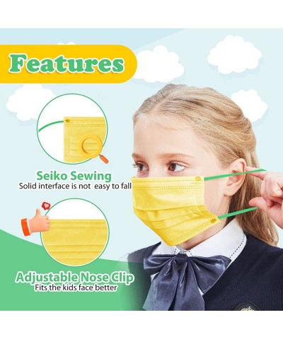 Yellow Kids Disposable Face Mask for Boys Girls 50 Pcs Soft Breathable Kids Masks for School $18.69 Kids' Dress-Up Accessories