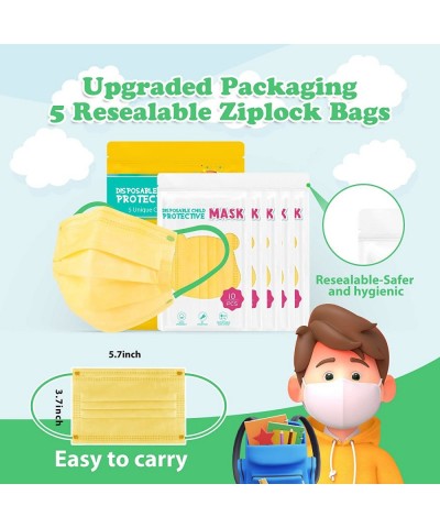 Yellow Kids Disposable Face Mask for Boys Girls 50 Pcs Soft Breathable Kids Masks for School $18.69 Kids' Dress-Up Accessories