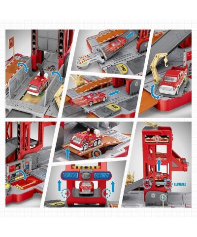 Kids Car Play Vehicles Set-Fire Truck Cars Garage Toys Set for Boys Deformable Engineering Truck Toy with Lights & Sounds wit...