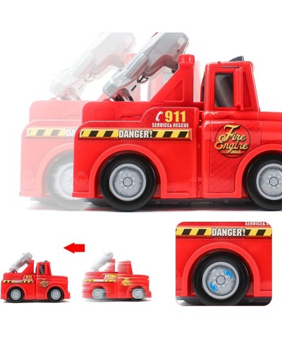 Kids Car Play Vehicles Set-Fire Truck Cars Garage Toys Set for Boys Deformable Engineering Truck Toy with Lights & Sounds wit...