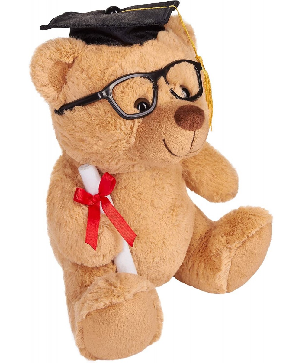 Teddy Bear Stuffed Plush Animal with Glasses Diploma and Square Academic Cap - Cuddly Toy for Graduation High School or Unive...