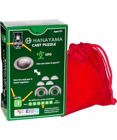 UFO Hanayama Brain Teaser Puzzle New 2019 Release Level 4 Difficulty Rating RED Velveteen Drawstring Pouch Bundled $32.27 Bra...