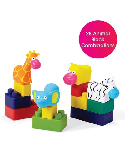 Baby Building Blocks - 28PC Animal-Themed Soft Baby Blocks - Vibrant Colored Bricks & Stacking Blocks for Kids & Toddler Educ...