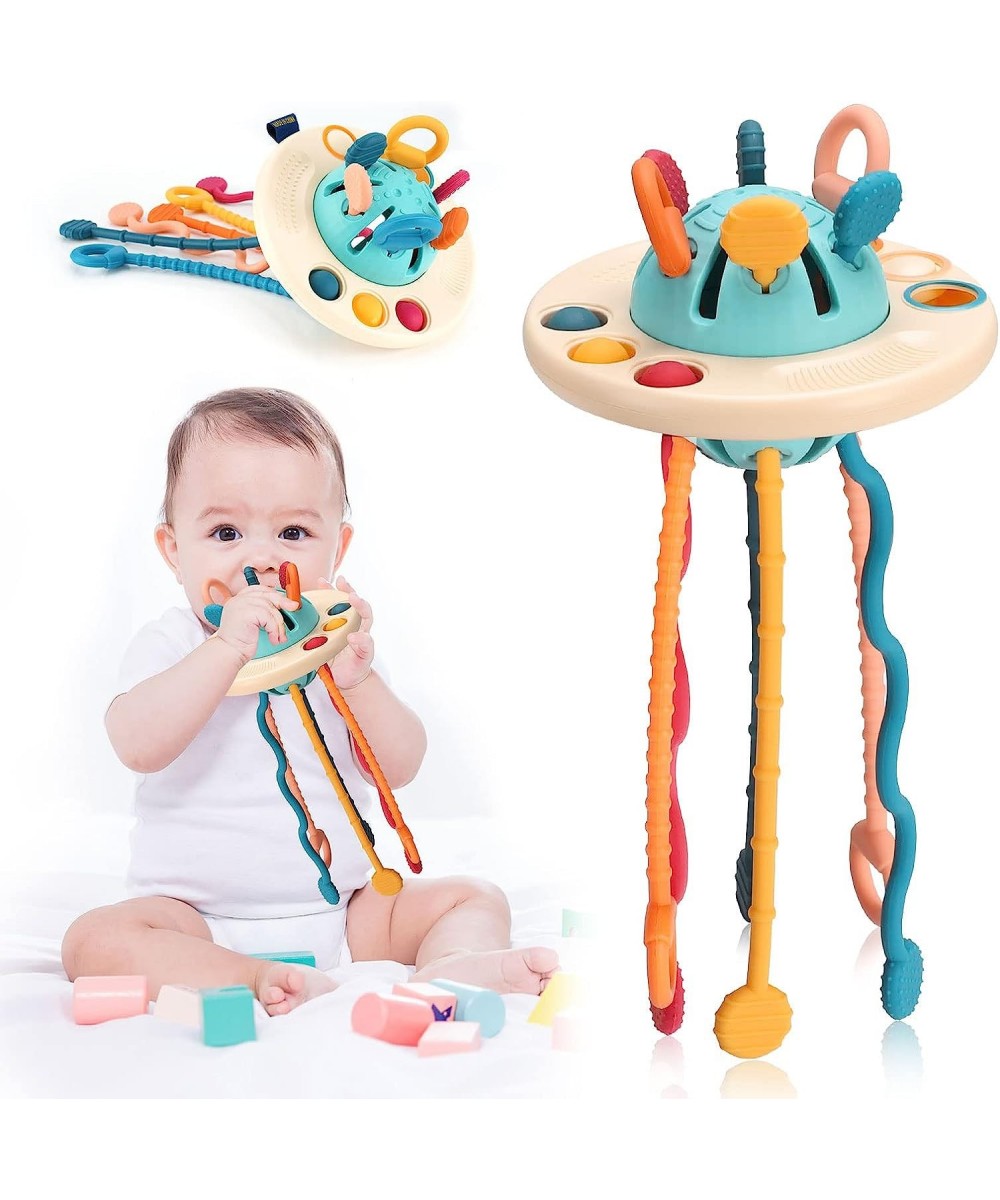 Baby Sensory Toys for 18M+ Toddler Travel Toys UFO Food Grade Silicone Pull String Activity Toy with Simple Bubble & Sliding ...