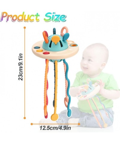 Baby Sensory Toys for 18M+ Toddler Travel Toys UFO Food Grade Silicone Pull String Activity Toy with Simple Bubble & Sliding ...