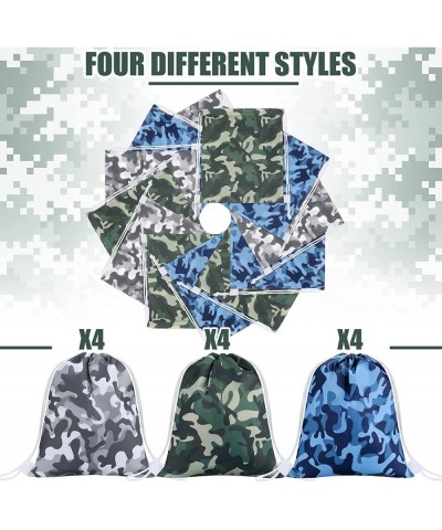 12 Pcs Camouflage Camo Drawstring Bags Military Army Travel Backpack Party Favor Goodie Pouch Sacks for Kids Favors Outdoor H...