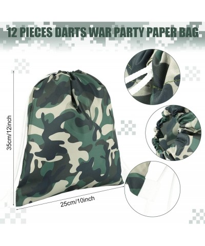 12 Pcs Camouflage Camo Drawstring Bags Military Army Travel Backpack Party Favor Goodie Pouch Sacks for Kids Favors Outdoor H...