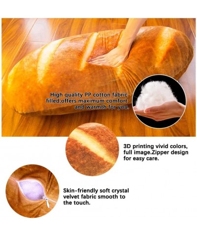 3D Simulation Bread Baguette Pillow Plush Stuffed Food Lumbar Back Cushion Soft 3D Butter Bread Cushion Throw Pillow for Sofa...