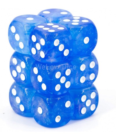 Borealis 16mm d6 Sky Blue/White Luminary Dice Block (12 dice) (27786) $18.09 Dice Games