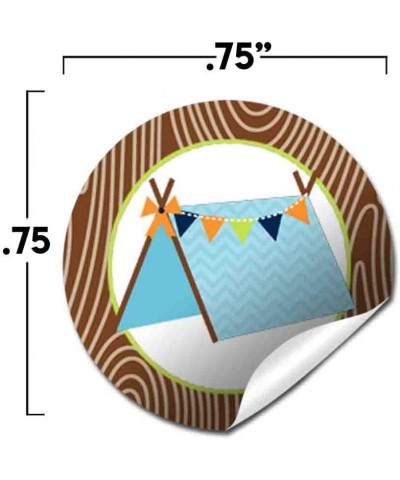 The Great Outdoors Camping Themed Birthday Party Kiss Sticker Labels for Boys 300 Party Circle Sticker sized 0.75” for Chocol...