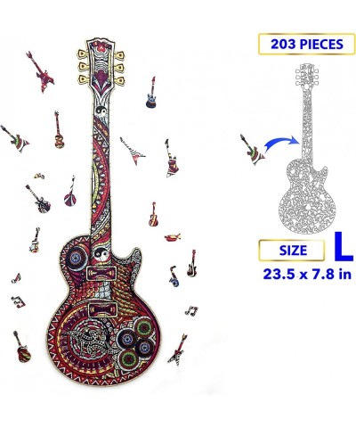 Glowing Wooden Guitar Shaped Jigsaw Puzzle – Unique Beautiful Best Gift for Adults Family Game Play Collection 203 Pieces – L...