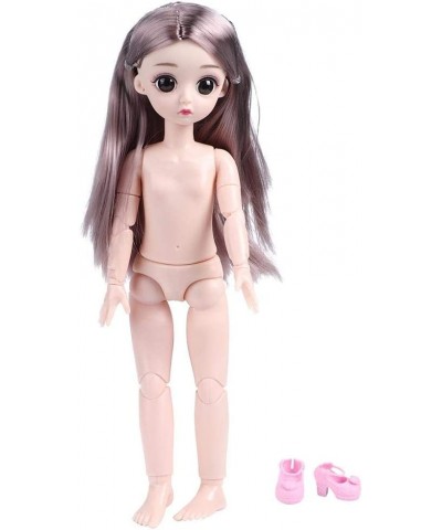 Flexible 22 Joints Figure Nude Female Body 30cm Doll with Big Eyes and Wig for DIY BJD Dolls(Shoes Included) (Straight Hair R...