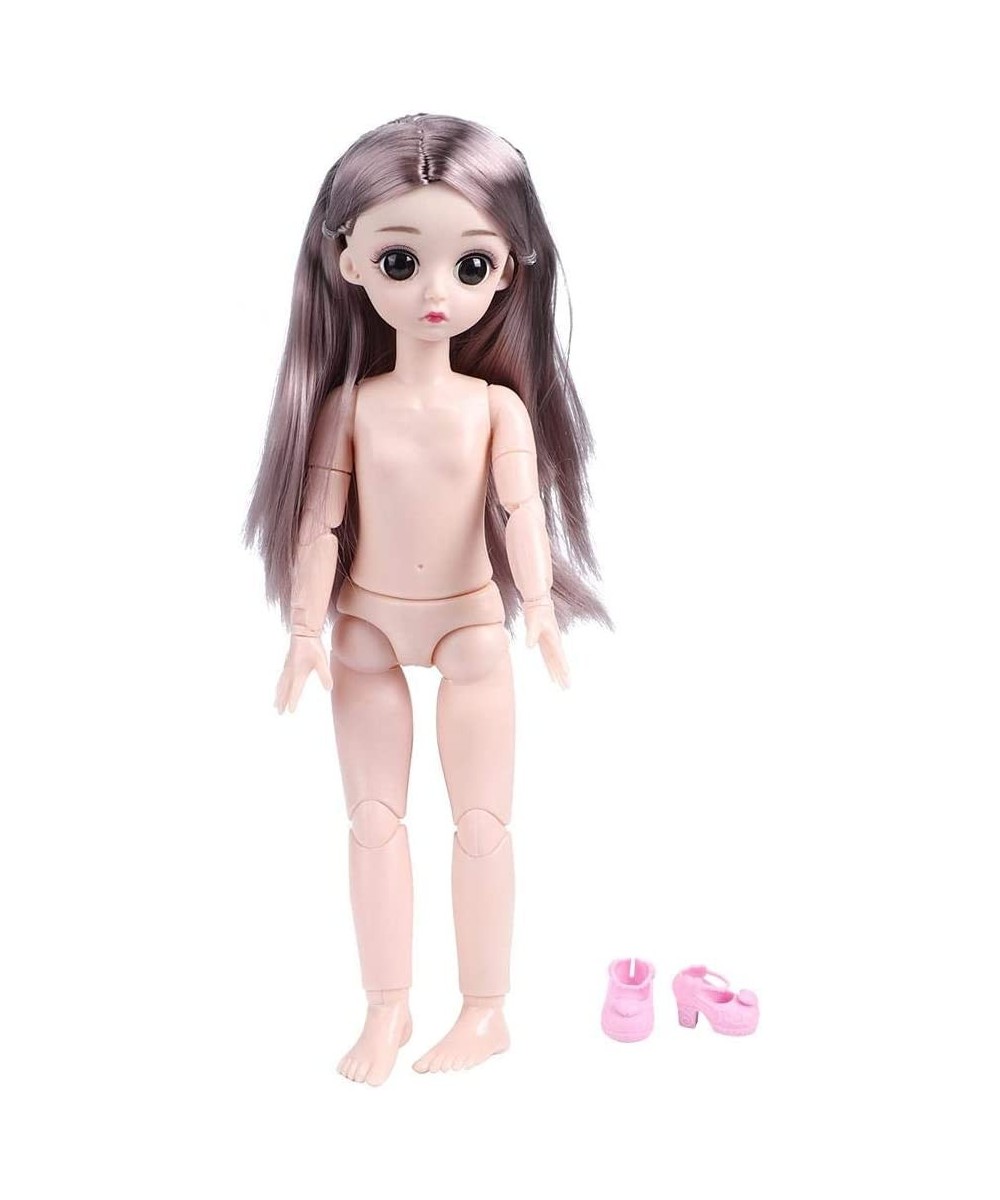 Flexible 22 Joints Figure Nude Female Body 30cm Doll with Big Eyes and Wig for DIY BJD Dolls(Shoes Included) (Straight Hair R...